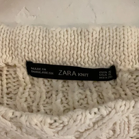 Zara Knit Cable Knit Long Sleeve Sweater, Size S, Cream - Picture 4 of 5